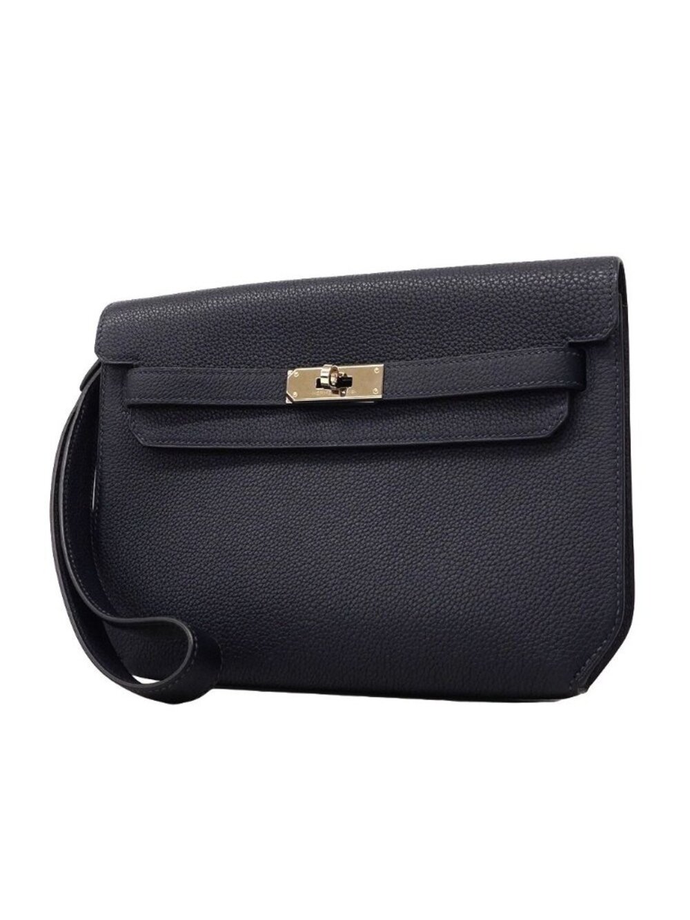 Hermes Clutch Kelly Depeches 25 Togo Blue Indigo Silver